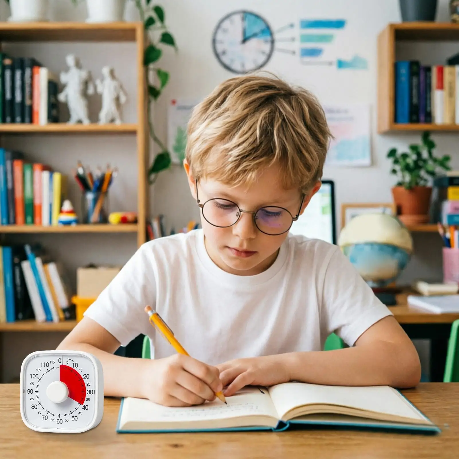 Visual Timer For Kids 120-Minute Visual Silent Battery-Operated Alarm Desk Time Timer With Color Disk For Kids Girls Boys