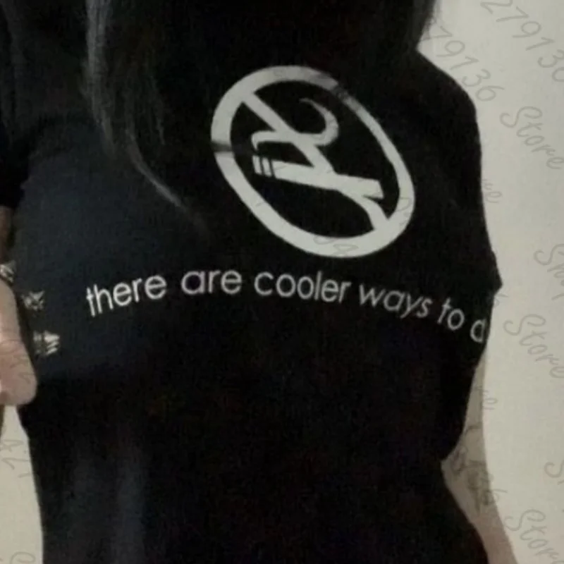 Y2k Style Goth Letter Print Vintage Street Women Grunge T-shirt Clothes Aesthetic 2000s Tops Cute Emo Girl Crop Slim Baby Tee image 4
