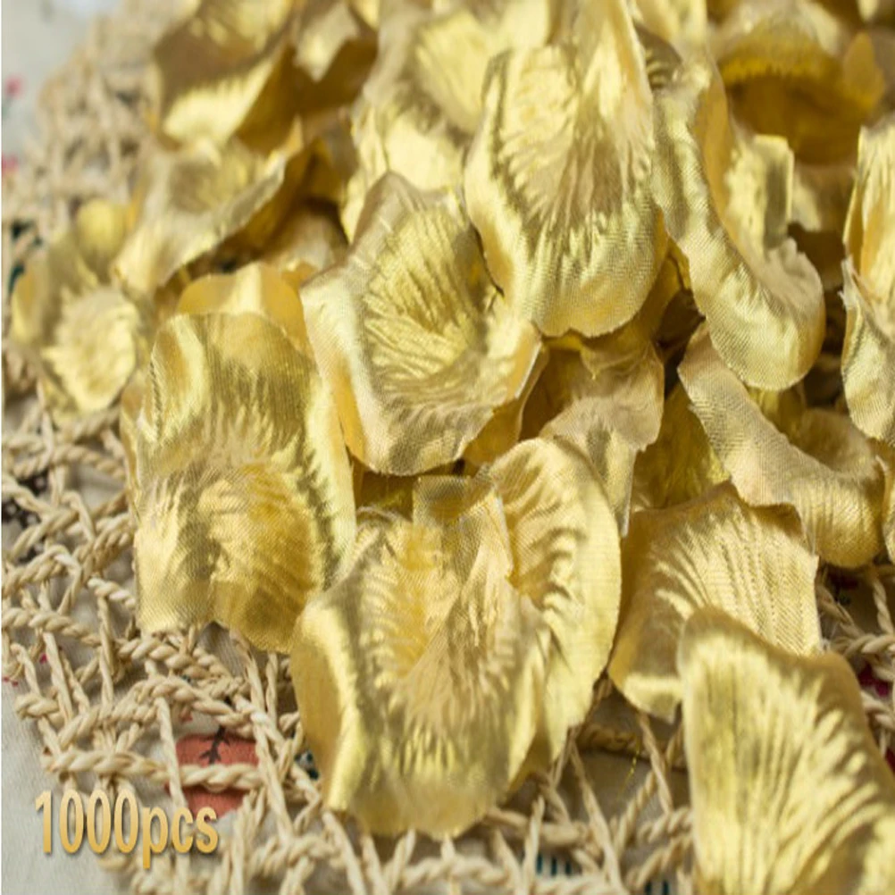 

100pcs Fabric Artificial Rose Petals Eco-Friendly Reusable Wedding Party Decoration Centerpieces Table Scatters Crafts Gold