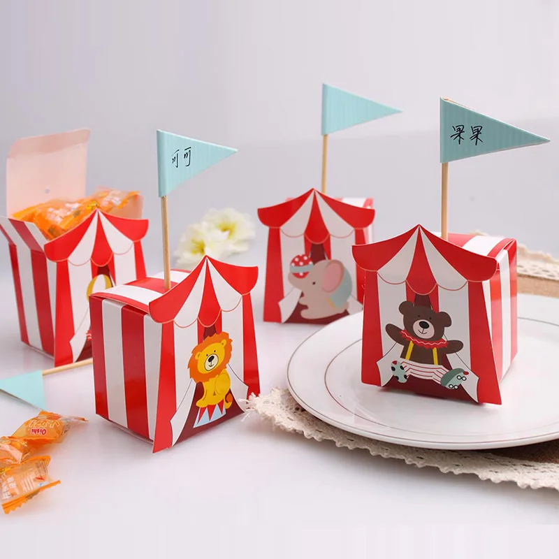 Caja de dulces de circo de 100 pulgadas, caja pequeña para dulces, recuerdo de bebé, decoración para fiesta de cumpleaños de niños