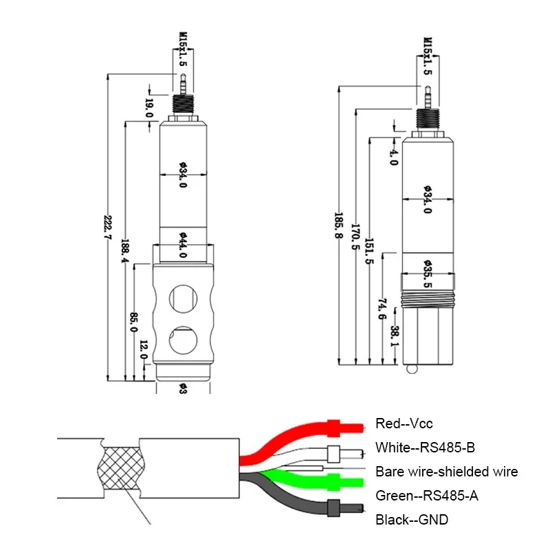 RS485/MODBUS OUTPUT SMART AQUATIC DIGITAL SENSOR for NITROGEN COMPOUNDS AMMONIA NITRATE NITRITE TOTAL NITROGEN PH SENSOR