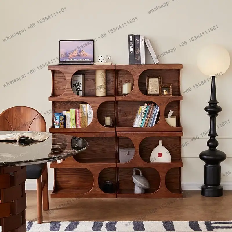 Mid-ancient style all-solid wood multi-functional combination cabinet, bedside display cabinet edge few circles