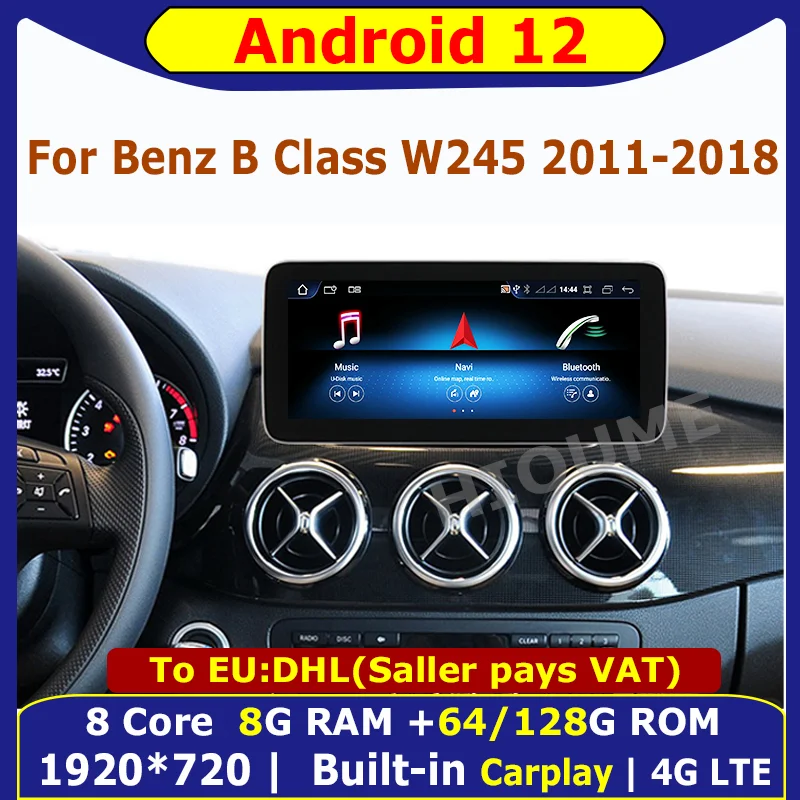 

12.5" 10.25" Andriod 12 Display 8G 128G Car Radio GPS Navi multimedia player For Mercedes Benz B Class B180 W245 w246 2011 -2018