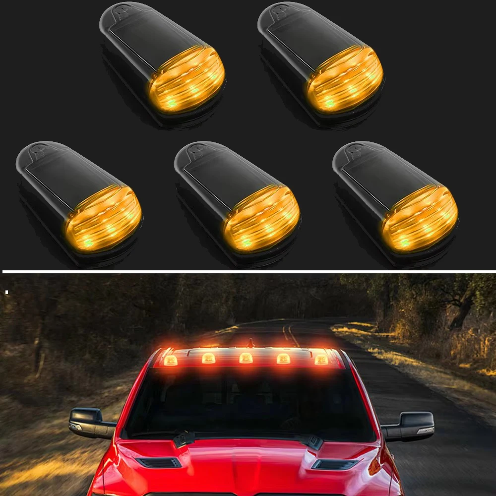 Wireless Cab Lights For Truck Solar Cab Lights No Drill LED Lights Yellow Lamp Roof Lights Cab Marker Lights For Universal Car