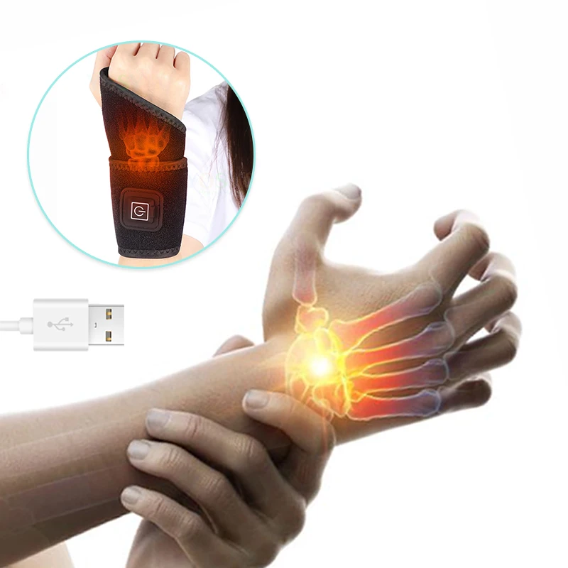 Wrist Support Brace Carpal Tunnel Arthritis Tendonitis Protector Electric Heating USB Rechargeable Breathable Hand Wristband Pad