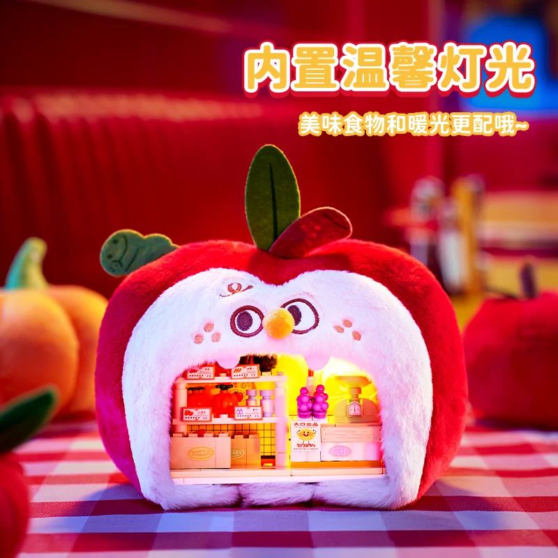 New Wekki Big Appetite Shop Plush Building Blocks Blind Box Street View Assembled Toys Desktop Ornaments Birthday Holiday Gifts