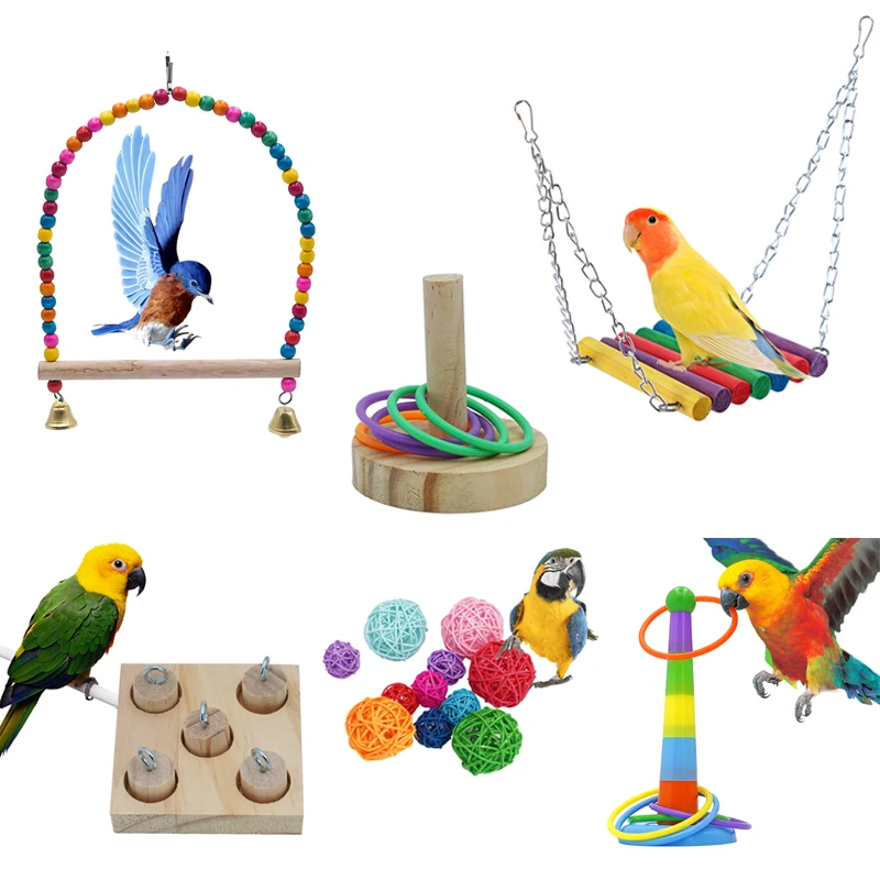 

Bird Toys Parrot Swing Chewing Training Toys Small Parrot Hanging Hammock Parrot Cage Swing Toys Perch Toys