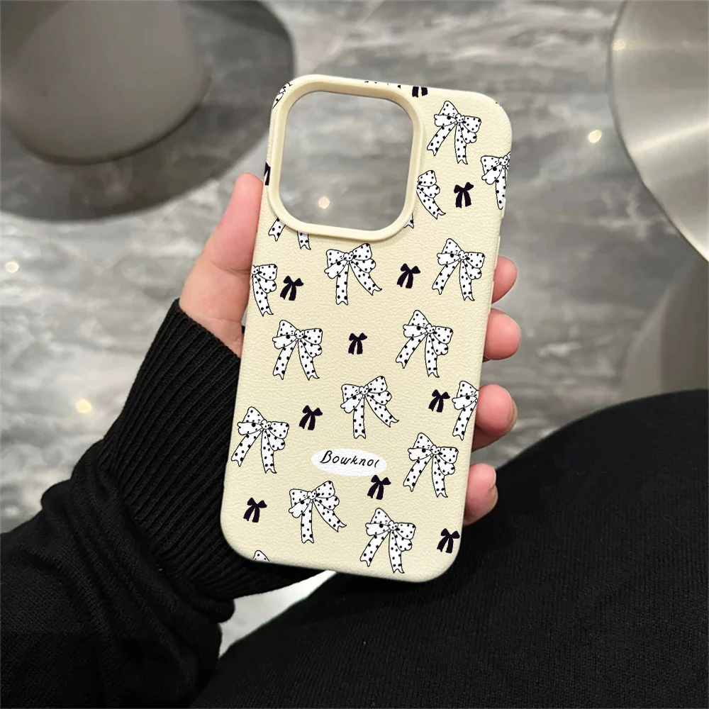 Große Kleine Schleifen Handyhülle für iPhone 17 16 15 14 13 12 11 Pro Max 16 15 14 Plus 17 16 15 14 13 12 Pro 17Air Silikon Matte Hülle – Detail 5
