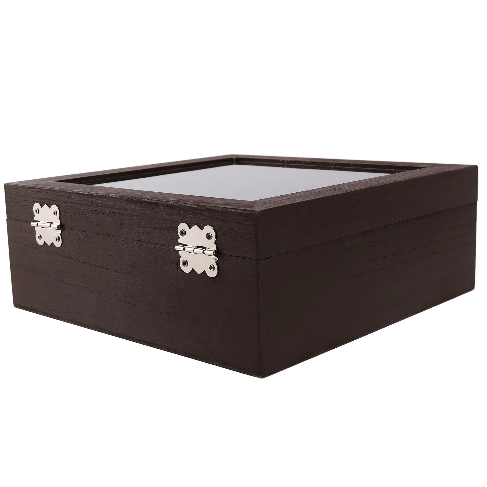 BHTS-Wooden 9 Grids Tea Box Tea Bags Container Storage Box Square Gift Box Case Transparent Top Lid Jewelry Storage Box
