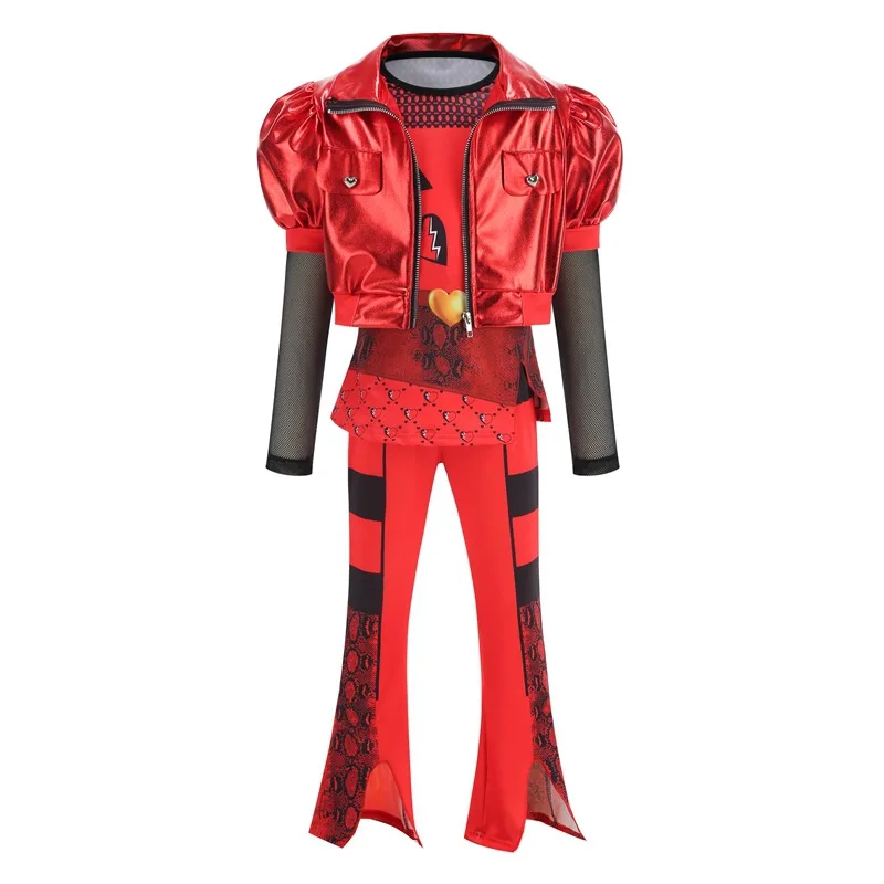Movie The Rise of Red Cosplay Costume for Girls Christmas Halloween Carnival Dress Descendants 4 New Year Full Set Outfits Wig