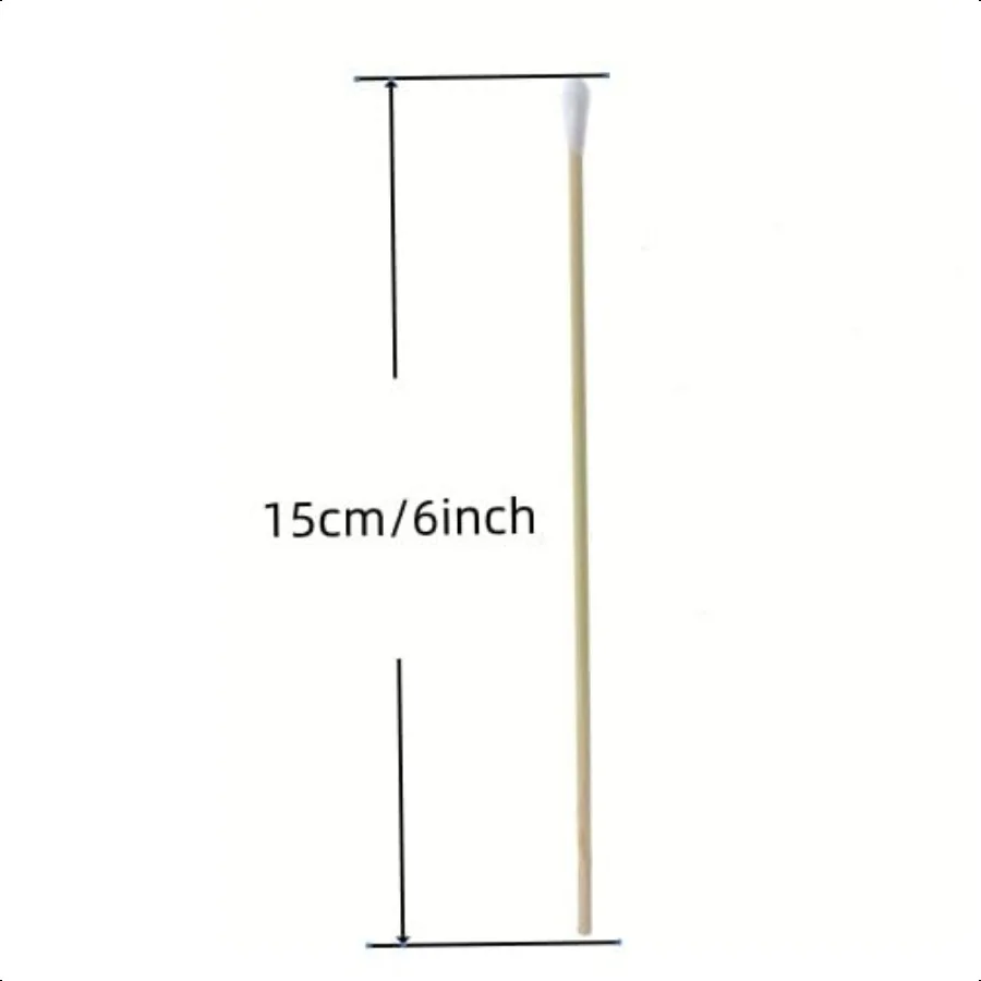 200 قطعة مسحات أذن طويلة 6 بوصة مع مقبض خشبي طويل جدًا يختار الأذن لتنظيف المجوهرات تلميع ماكياج الكلاب