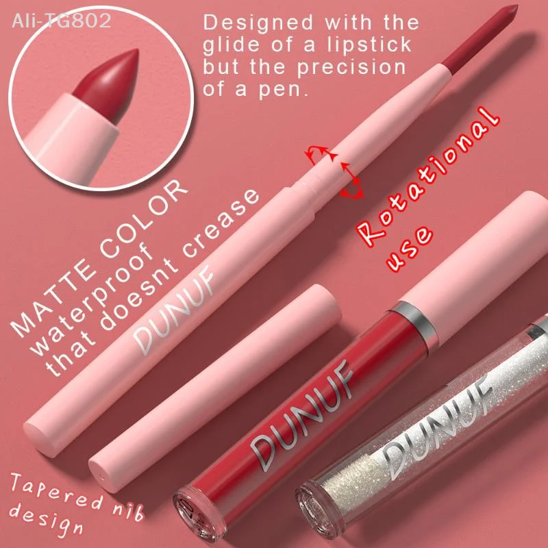 مجموعة مكياج الشفاه المطفية 3 في 1 - ملمع شفاه وقلم تحديد شفاه لامع مقاوم للماء يدوم طويلاً بظلال عالمية، هدية مثالية لمستحضرات التجميل