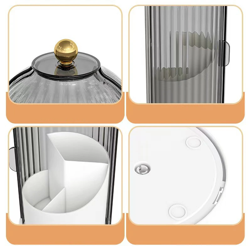 HUA360 °   回転化粧ブラシホルダー蓋付き高級化粧品オーガナイザー口紅眉毛鉛筆ホルダーアイシャドウ収納ボックス