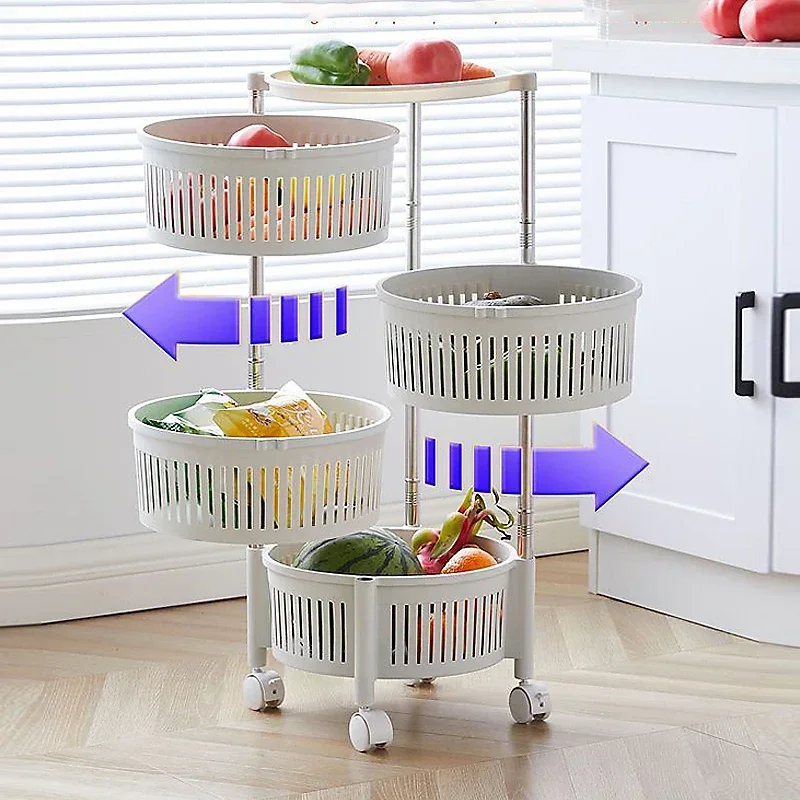 Rolling Cart Storage Shelf, Movable Gap Storage Rack, Kitchen, Bathroom, Rotatable, Large Capacity Organizer, Snack Holder