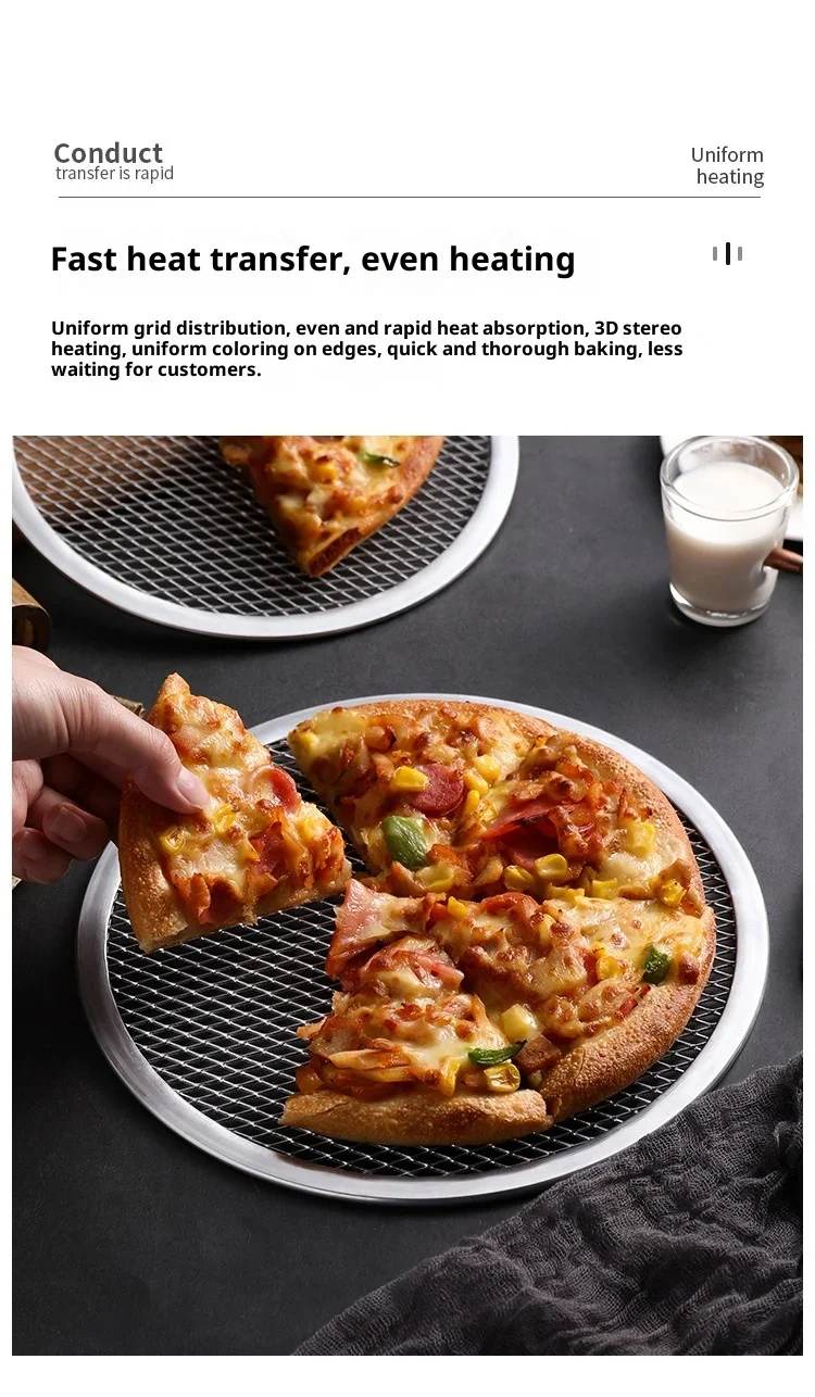 Hot 8/9/10/12/13inch Aluminum Pizza Pan Pizza Baking Screen Mesh Pizza Tray with Hole for Oven Bakeware Outdoor Barbecue Mat image 10