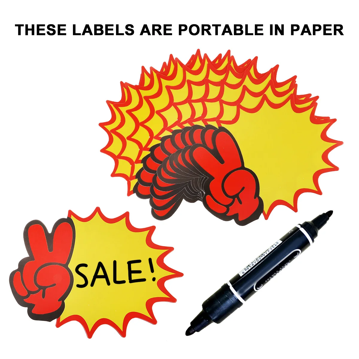 

100 pcs Price Labels Star Burst Signs Blank Advertising Paper Retail Sale Tags Explosion Stickers Material Garage Sale