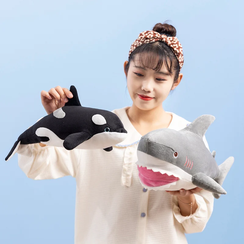 40/50 Cm Simulatie Orcinus Orca Haai Knuffels Soft Gevulde Grote Witte Haaien Poppen Zeedieren Haai Walvis kussen Home Decor