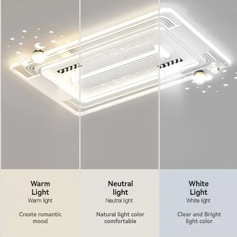 Bladeless Ceiling Fan With Light 6 Speed Ceiling Lamp Fan For Living Room Bedroom Children's Room Ceiling Light Modern Decor