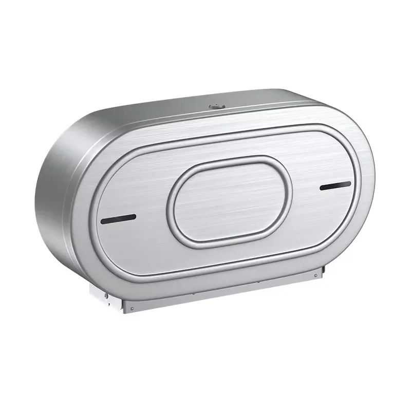 304 Stainless Steel Double Roll Tissue Holder Modern Bathroom Paper Dispenser Wall Mounted Hand Towel Rack for Public Toilet