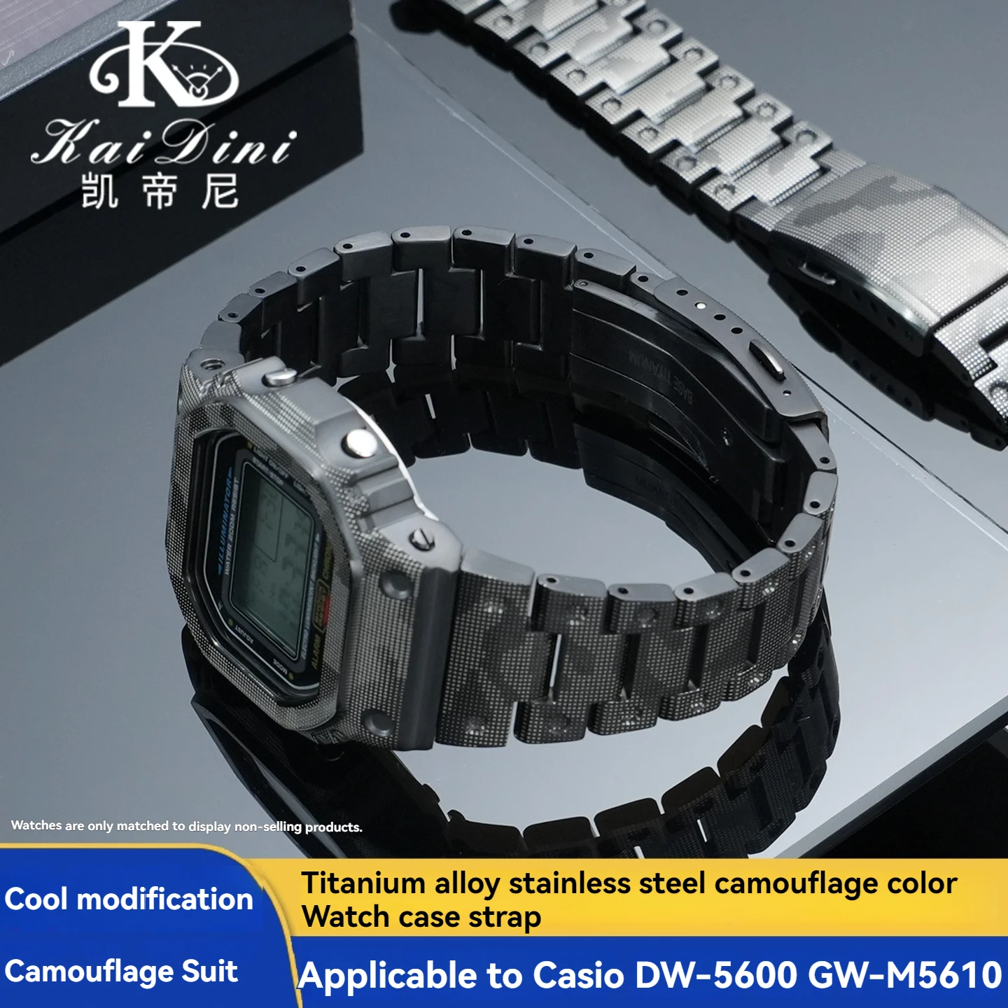 

DW-5600 Stainless Steel Camouflage Watch Case Strap for Casio GW-M5610 Band Bezel Titanium Watchband GW-B5600 Replacement Straps