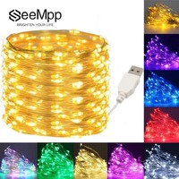 USB LED String Light 20M 200LED Silver Wire Outdoor Garland Light Waterproof Fairy Lights For Christmas Wedding Party Decoration