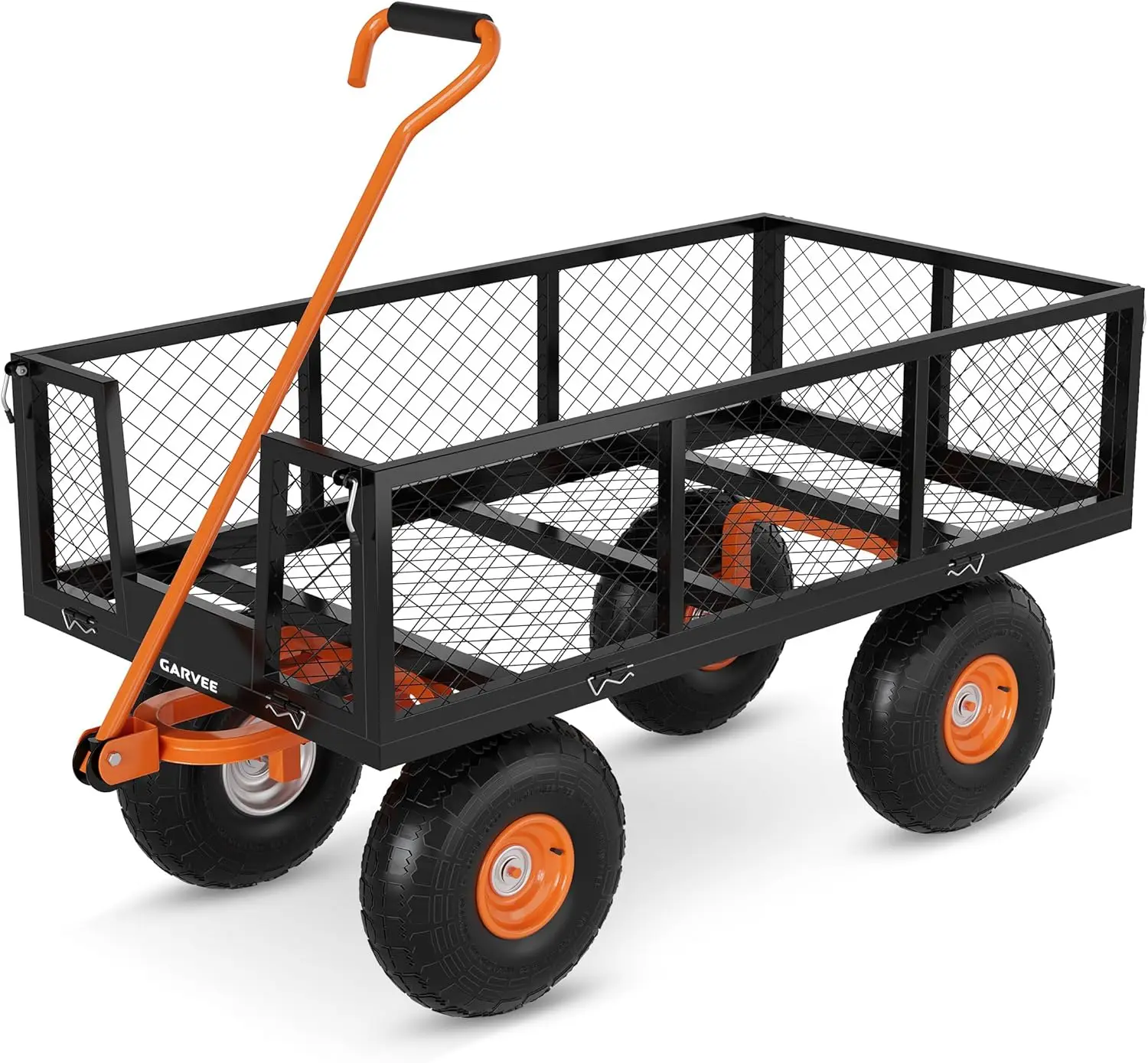 

Garvee Heavy Duty Steel Garden Wagon, Utility Cart with 400 kg Capacity & 4 Removable Mesh Sides, Robust Hand Truck for Garden, Yard & Agriculture