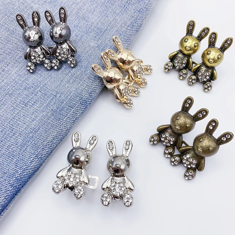 Rabbit Waist Buckle Women Adjustable Metal Button Extender Pants Jeans Waist Tighten Buckles Waist Clip Pins Buttons Accessories