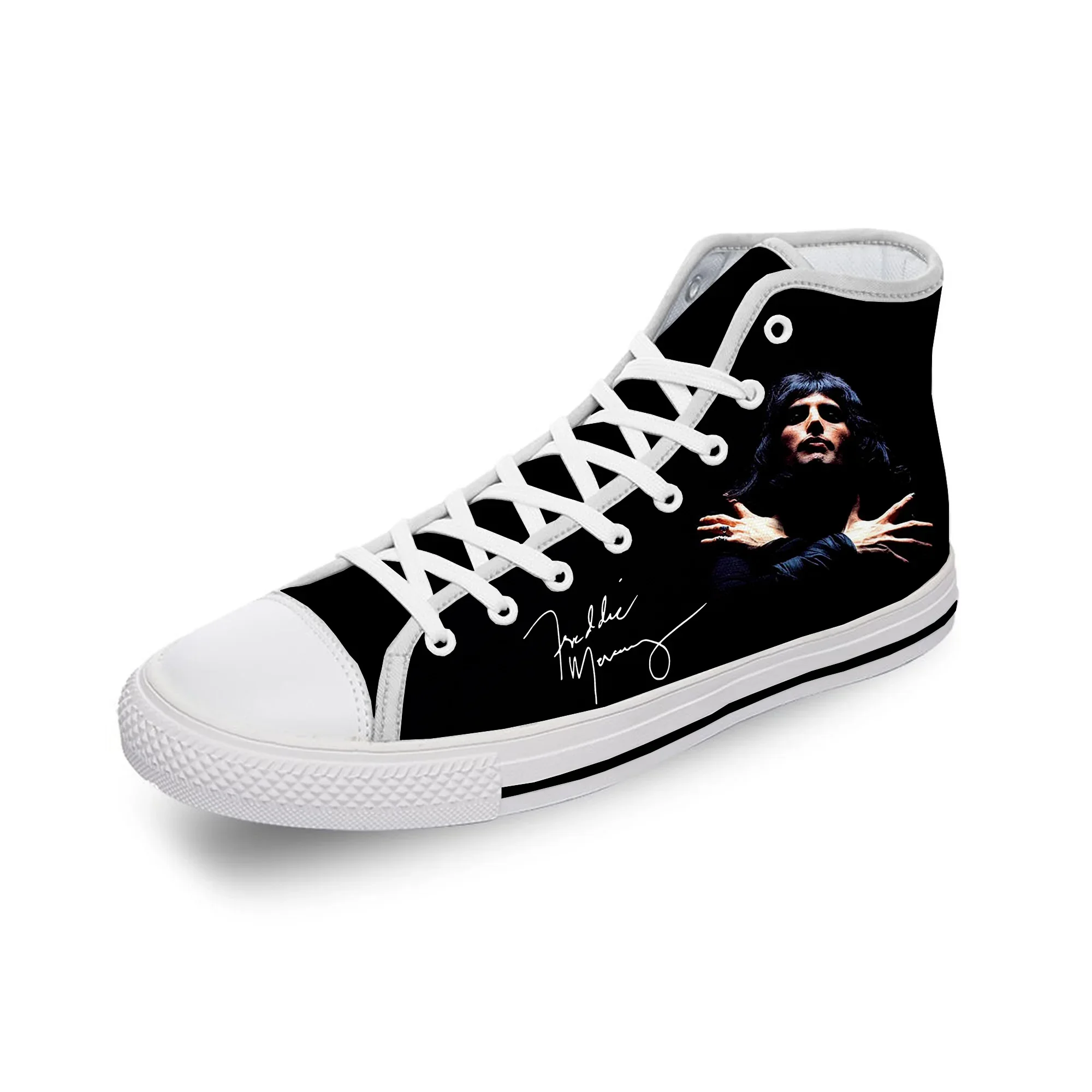 

Кроссовки Freddie Mercury The Show Must Go On Rock из белой ткани с 3D принтом, высокие холщовые кроссовки для мужчин и женщин, легкие дышащие кроссовки