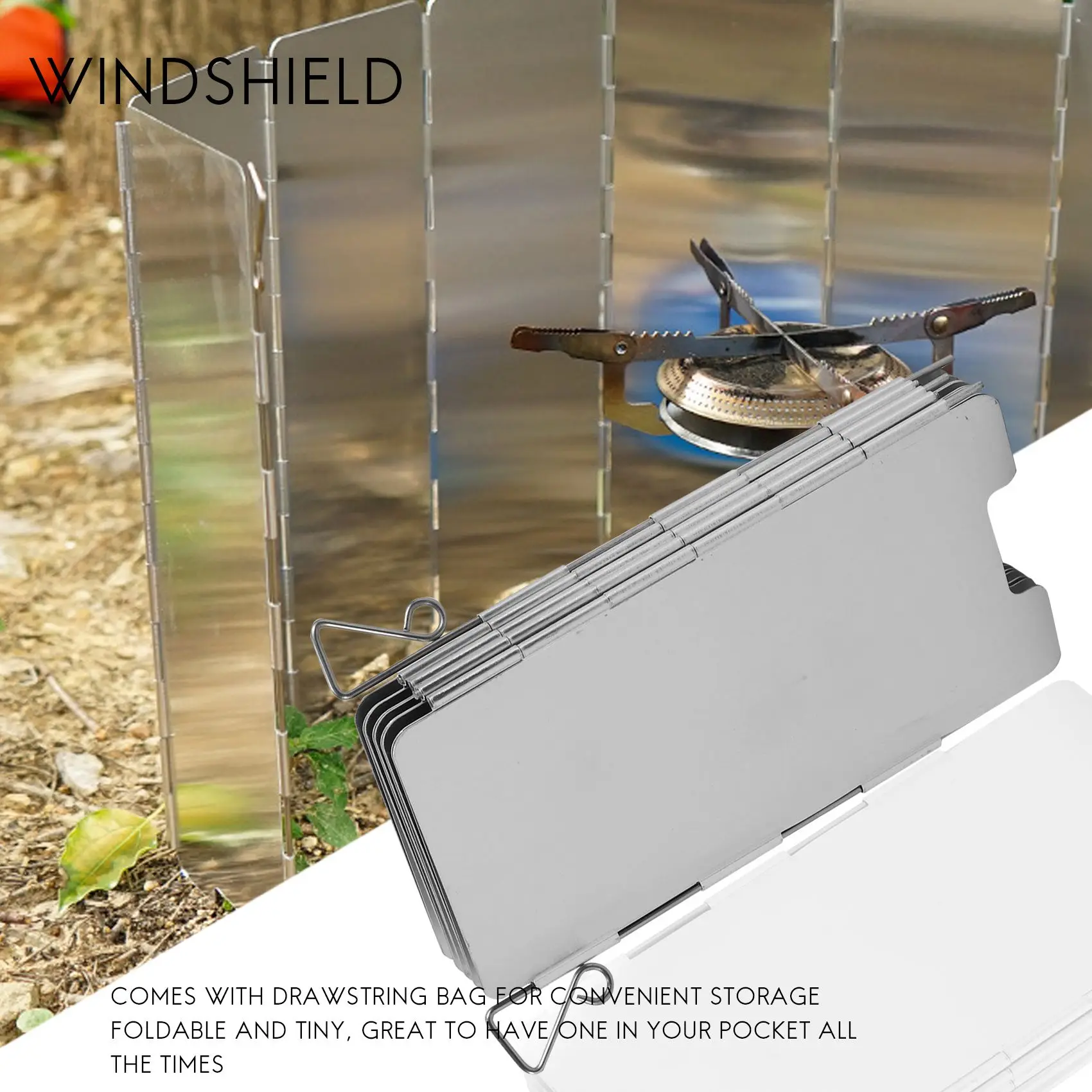 ABPF 9 Plates Foldable Outdoor Camping Cooking Cooker Gas Stove Wind Shield Screens Windshield
