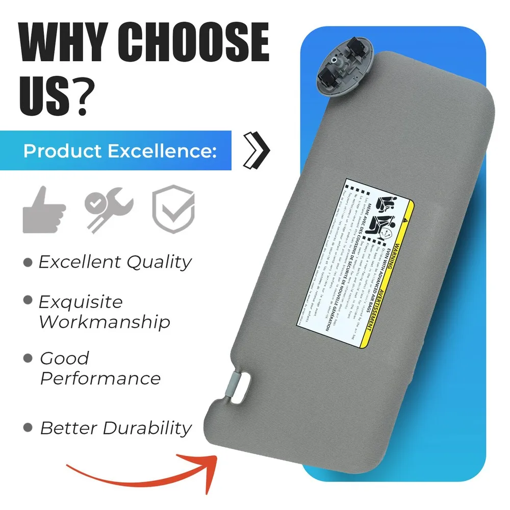 Viseira solar do lado esquerdo do motorista sem teto solar para Toyota Camry 2007-2011 74320-06780-B0 74320-06290-B2