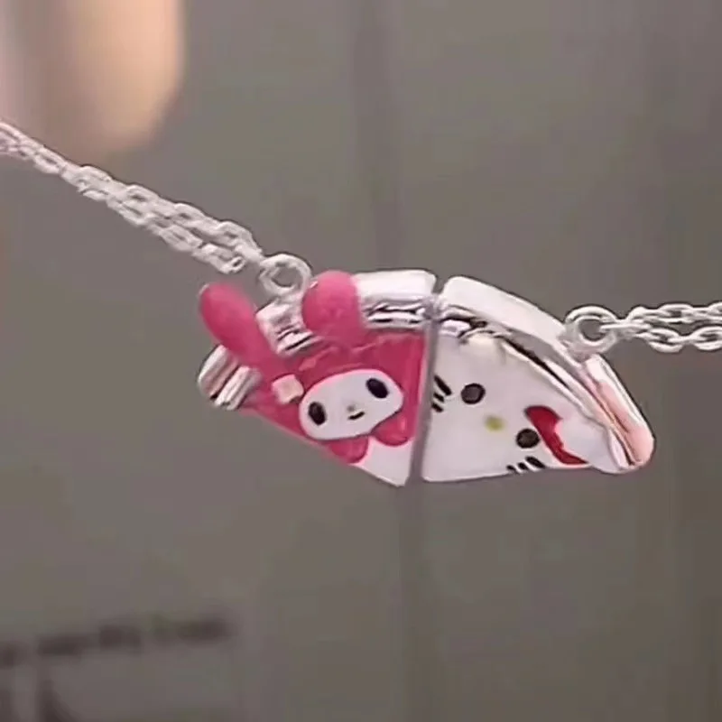 Sanrio Hello Kitty Magnetic Necklace Kulomi Baku Cinnamon Dog Melody Cartoon Necklace Girlfriend Couple Kids Holiday Gift