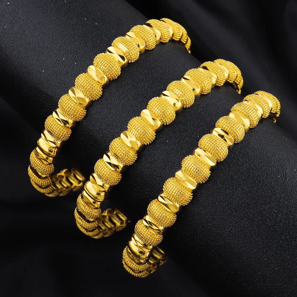 

Luxury Dubai 24k Gold Color bangles for women flower Charm Bracelet east wedding bohemian bracelet Wedding Gift