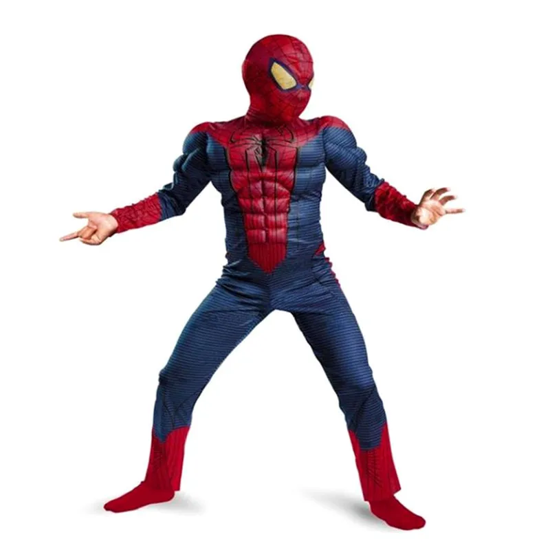 Boys and Girls New Year Superhero Peter Parker Muscle Chest Costume for Kids Ultimate Movie Characters Cosplay Halloween Party