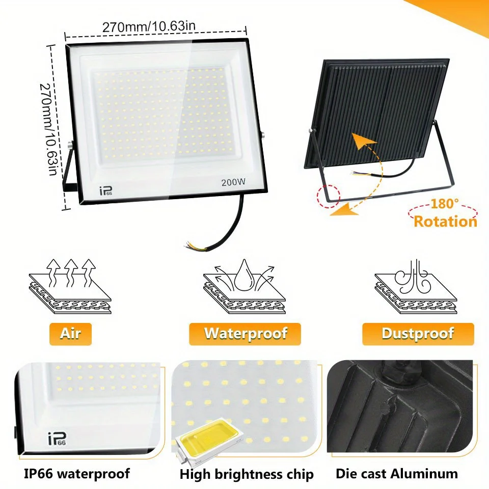LED Flood Light 20W-300W Outdoor LED Spotlights AC 220V High Brightness Outdoor Lighting IP66 Wall Light For Garden Backyard