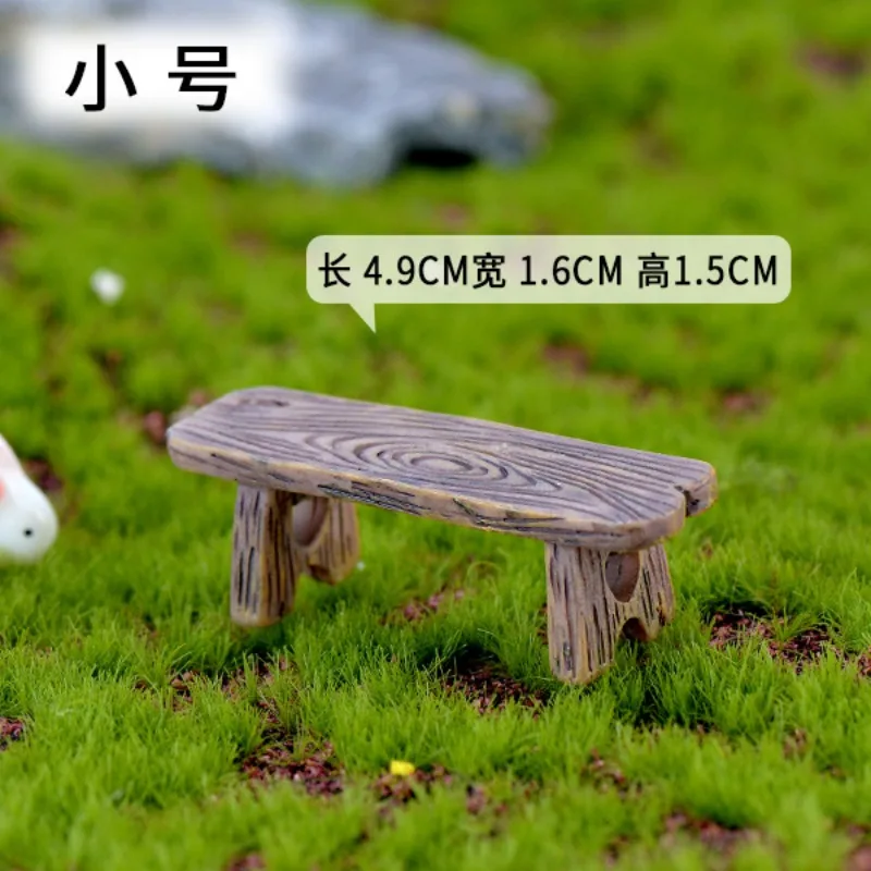 Mini Wooden Park Bench Chair Succulents Bonsai Ornaments Romantic Resin Love Stool Small Ornaments Fairy Garden Figurine Dolls