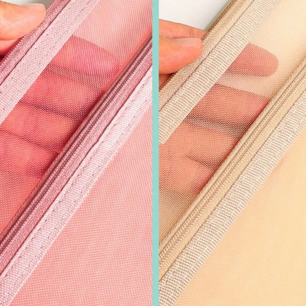 Large Capacity Test Paper Storage Bag Zipper Wide Opening File Folder Bag Transparent Morandi Color Stationery Organizer Pouch