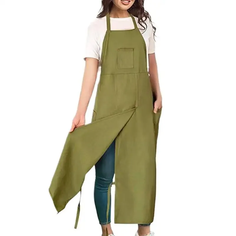 Full Coverage Pottery Apron Split Leg - Cotton Canvas Potter's & Ceramics Aprons with Pockets for Women & Men