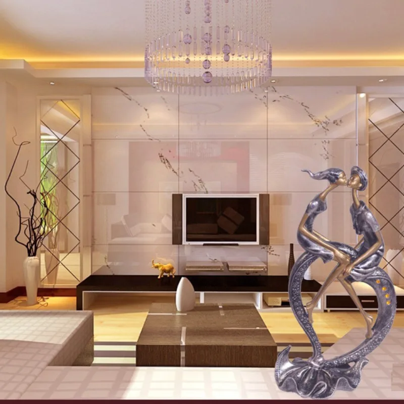 1 Stück, elegante romantische Paar-Skulptur, Kunstharz, kreatives Wohnzimmer, TV-Schrank, Schlafzimmer-Dekoration, moderne Heimdeko