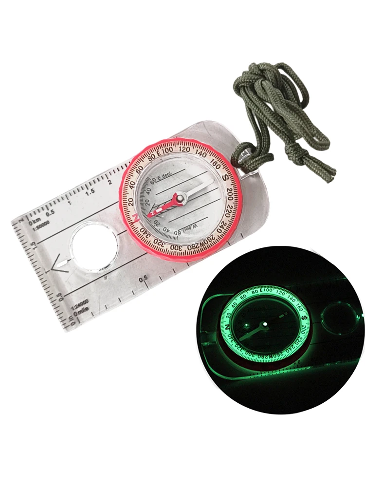 بوصلة مقاومة للماء في الهواء الطلق مضيئة GPS بوصلة مقاومة للصدمات مغامرة مستودع بوصلة عالية الدقة متعددة الوظائف للمشي لمسافات طويلة