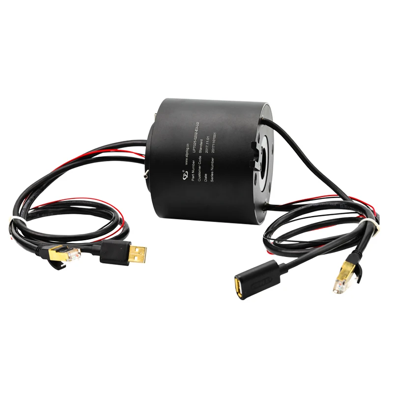 Hybrid Slip Ring 2 circuits 2A,1 group Gigabit Ethernet,1 group USB 2.0