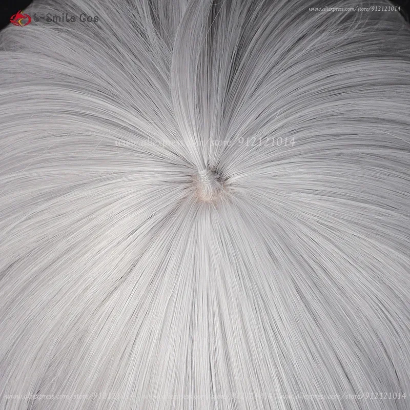 Dd122024 Wig Cosplay Anime Under Taker 90Cm Wig Undertaker Abu-abu Perak Rambut Sintetis Tahan Panas