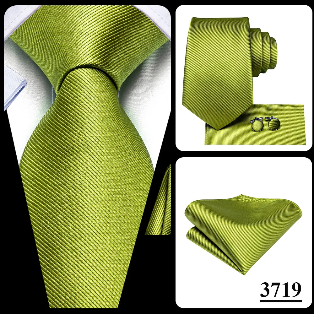Herrenmode Einfarbiges Grün-Blaues Krawatten-, Taschentuch- und Manschettenknopf-Set für Smoking-Accessoires Klassische Luxus-Seidenkrawatte als Geschenk für Männer – Detail 21