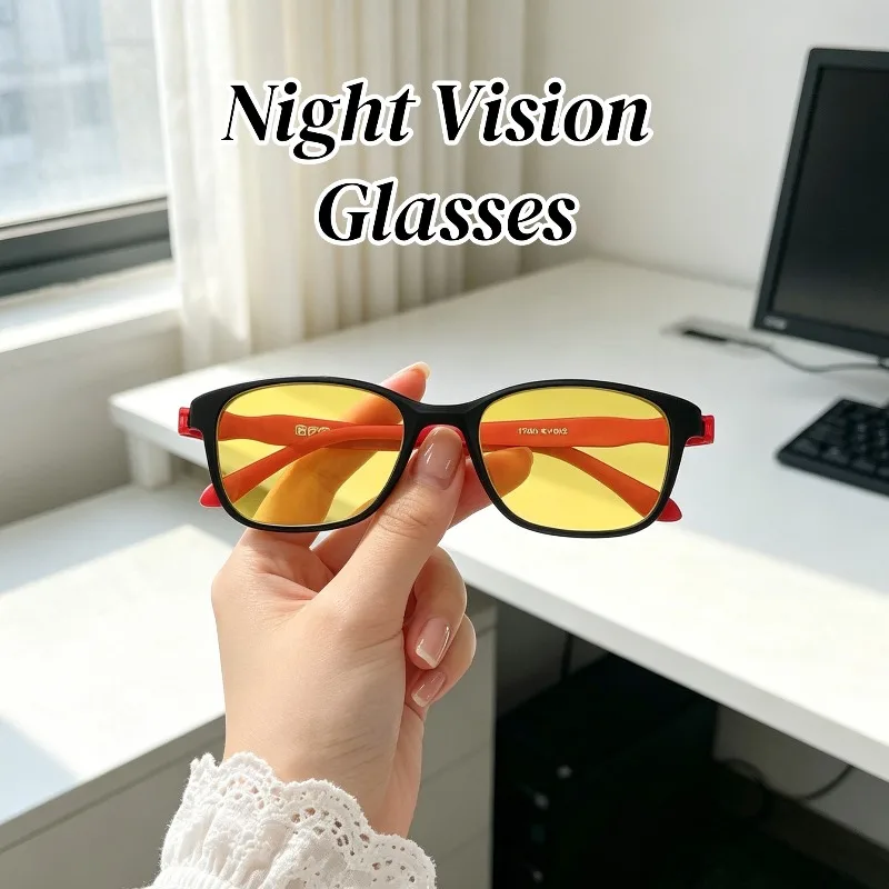 HD Ultra Light Anti Blue Light Night Vision Goggles Driving Esports Gaming Glasses Square Frame Fashion Retro Eyeglasses Unisex