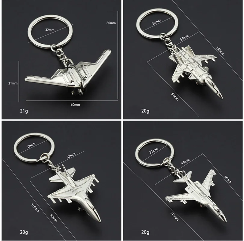 Warplane Airplane Keyring 3d Plane Keychain Warcraft Key Chain Bag Charms Car Keychain Metal Airliners Fighter Jet Plane Gift