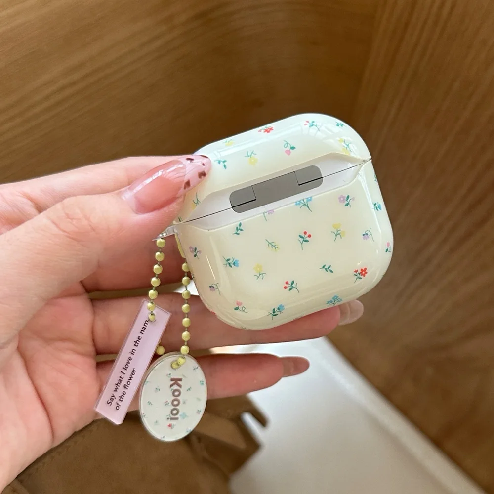 الكرتون لطيف اللون زهرة لامعة سيليكون حقيبة سماعة الاذن ل AirPods Pro 2 مع قلادة ل AirPods 4 3 2 1 لينة غطاء حلقة رئيسية #5