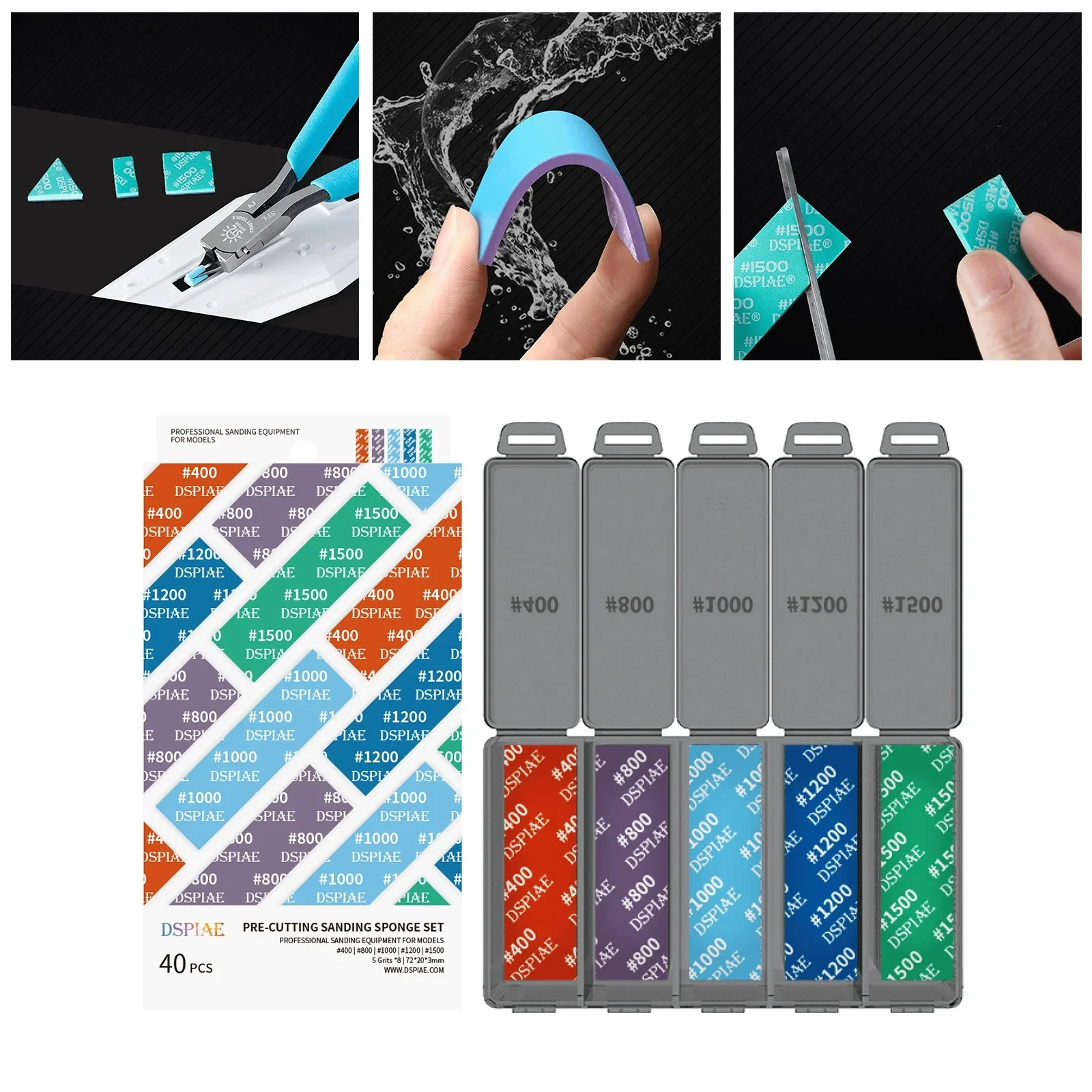 

New DSPIAE DS3-S01 Sanding Sponge Set for GK Military Model Combo Arc Grinding Polishing Sandpaper Making Tool Sanding Paper
