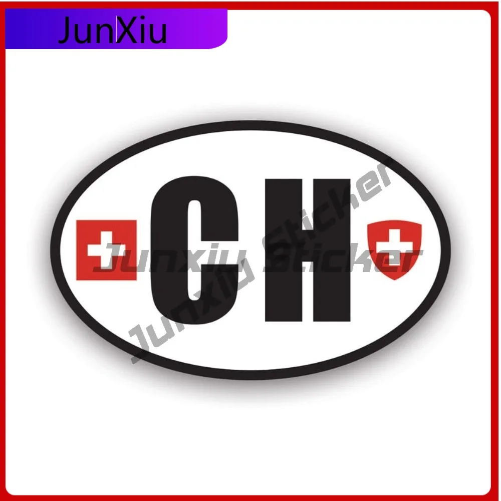 

Switzerland Oval Sticker Fade Resistant Weather Resistant Sport For Bumper Truck Laptop Easy Apply Removable Decal Car Body