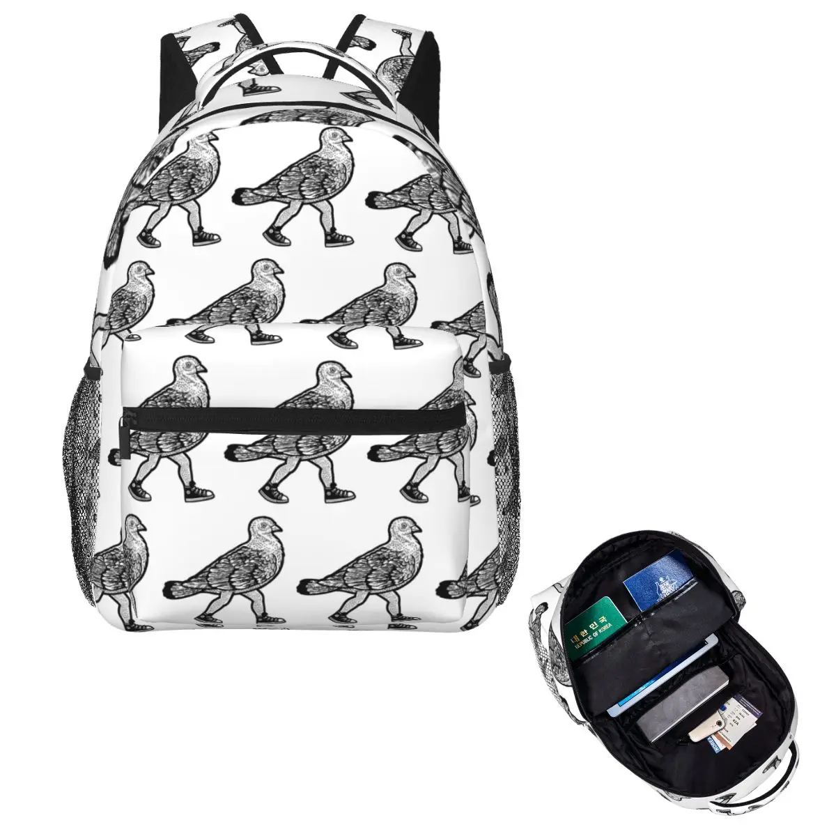 

Dove Walks On Human Feet Sketch Style Student Backpack School Bag Hiking Travel Daypack Men Women Fashion Bookbag Shoulder Bags