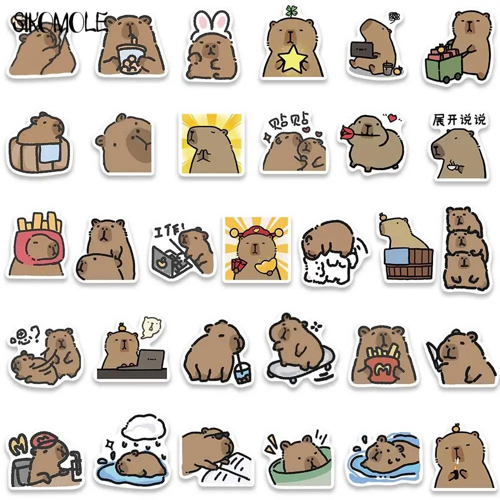 10/30/50PCS Cartoon Cute Little Capybara Graffiti Stickers Animals Kawaii DIY Travel Luggage Fridge Laptop Sticker Kids Decals