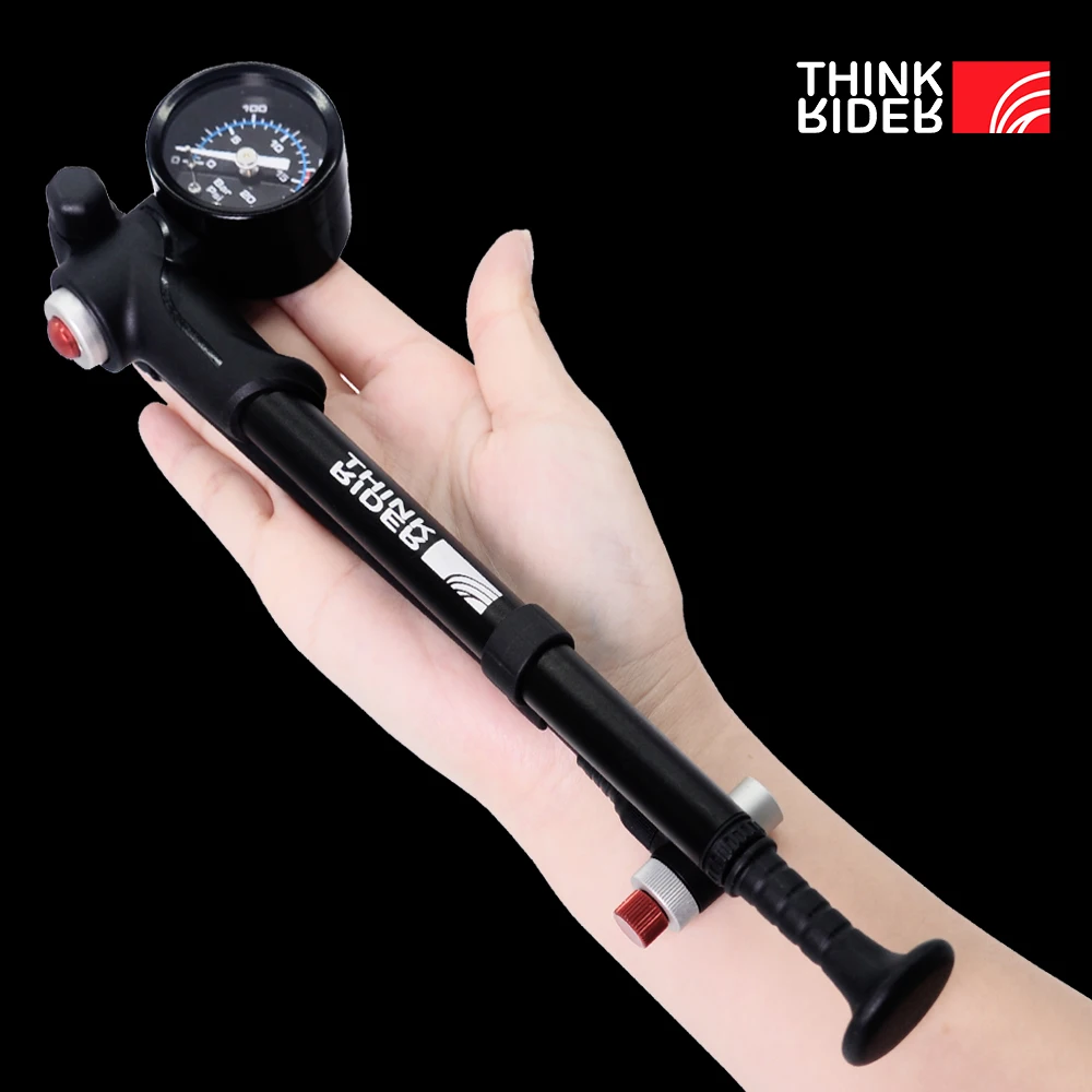 ThinkRider 300psi High-pressure Bike Air Shock Pump with Lever & Gauge for Fork & Rear Suspension Mountain Bicycle